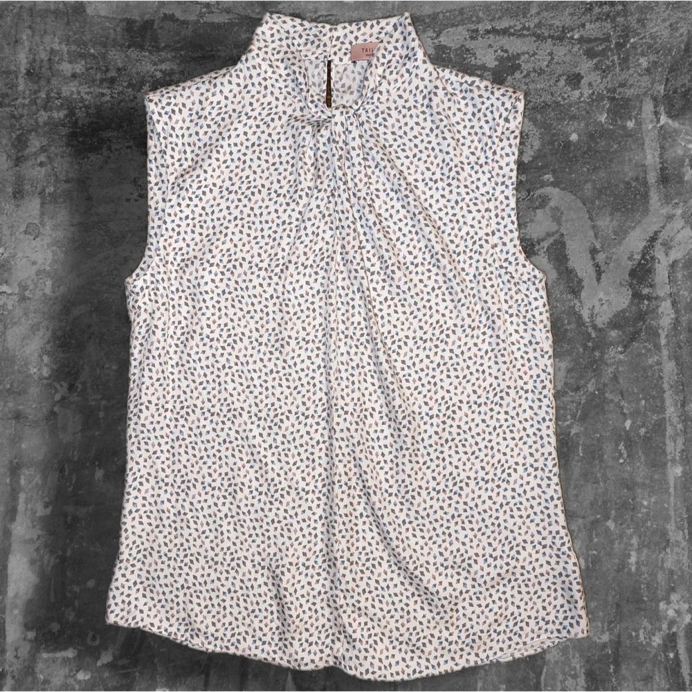 TAILORED by Rebecca Taylor Silk Blend Abstract Patterned Sleeveless Blouse sz SX